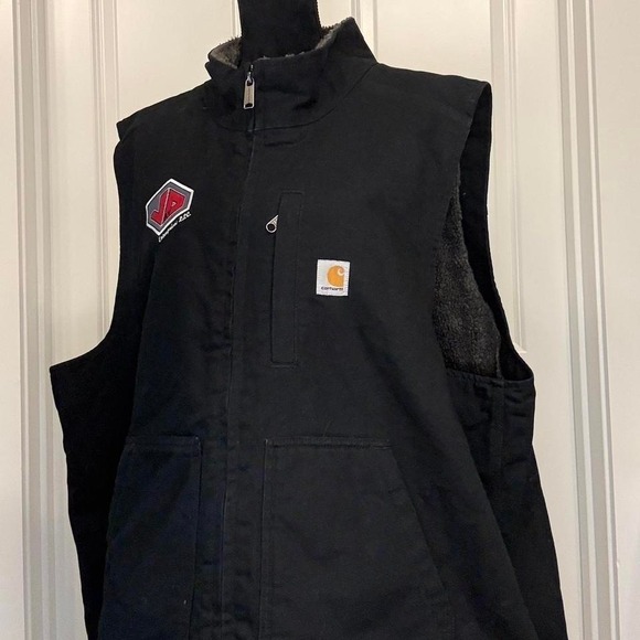 Carhartt Sherpa Lined Duck Vest Black 2XL Zip Front Workwear
